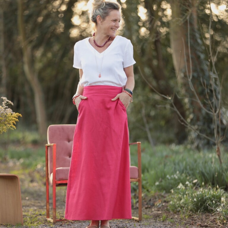 Quintessence - Jupe longue Maya - Lin fuchsia