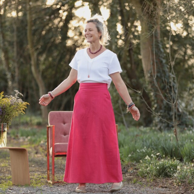 Quintessence - Jupe longue Maya - Lin fuchsia