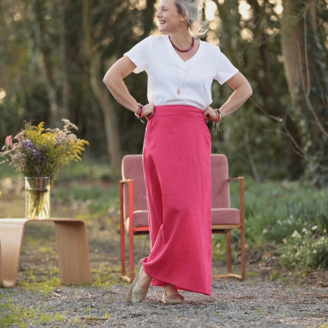 Quintessence - Jupe longue Maya - Lin fuchsia