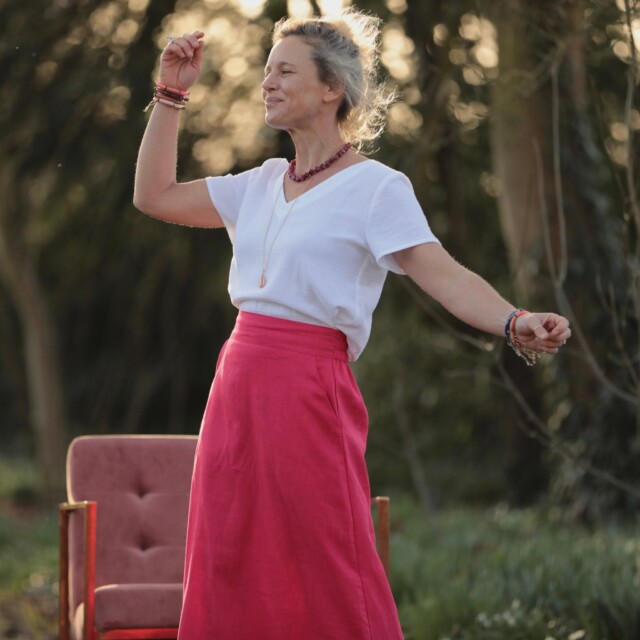 Quintessence - Jupe longue Maya - Lin fuchsia