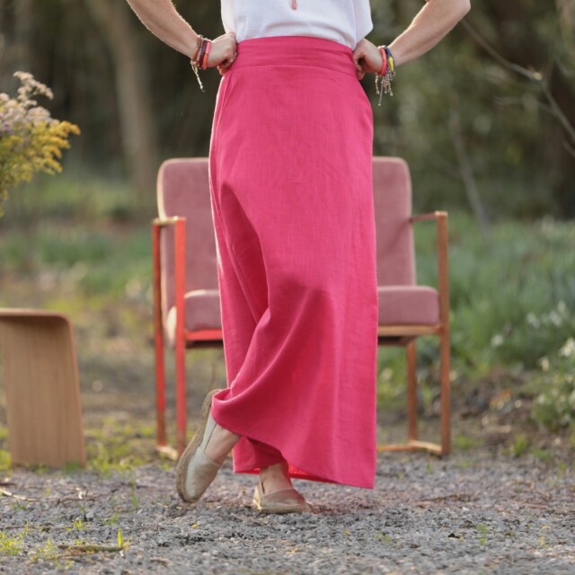 Quintessence - Jupe longue Maya - Lin fuchsia