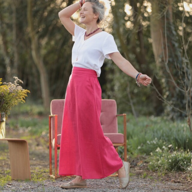 Quintessence - Jupe longue Maya - Lin fuchsia