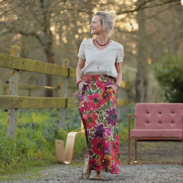 Quintessence - Jupe longue Maya - Satin de coton Toscane