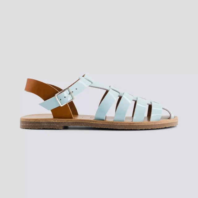 MAX VINCENT - SANDALES FERMEES ACIDULE cuir tannage vegetal bleu pastel Femme