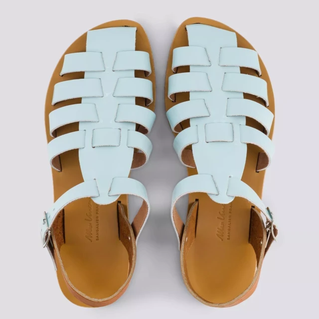 MAX VINCENT - SANDALES FERMEES ACIDULE cuir tannage vegetal bleu pastel Femme