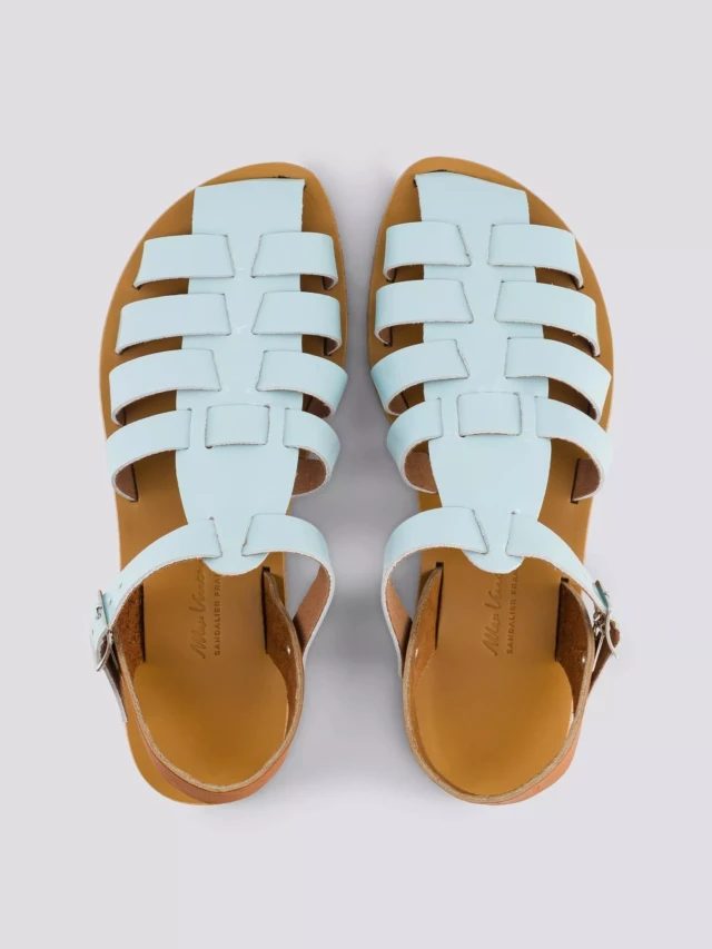 MAX VINCENT - SANDALES FERMEES ACIDULE cuir tannage vegetal bleu pastel Femme