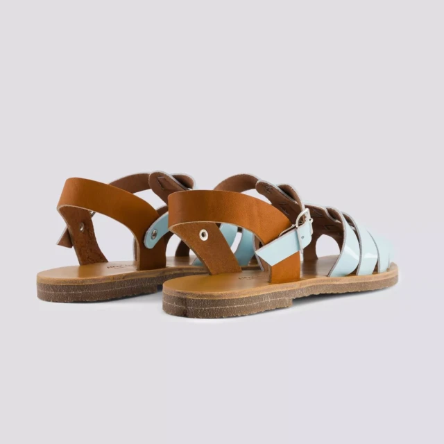 MAX VINCENT - SANDALES FERMEES ACIDULE cuir tannage vegetal bleu pastel Femme