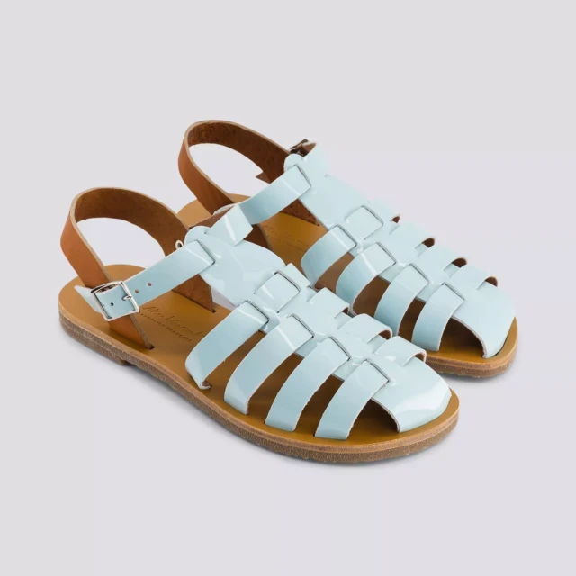 MAX VINCENT - SANDALES FERMEES ACIDULE cuir tannage vegetal bleu pastel Femme