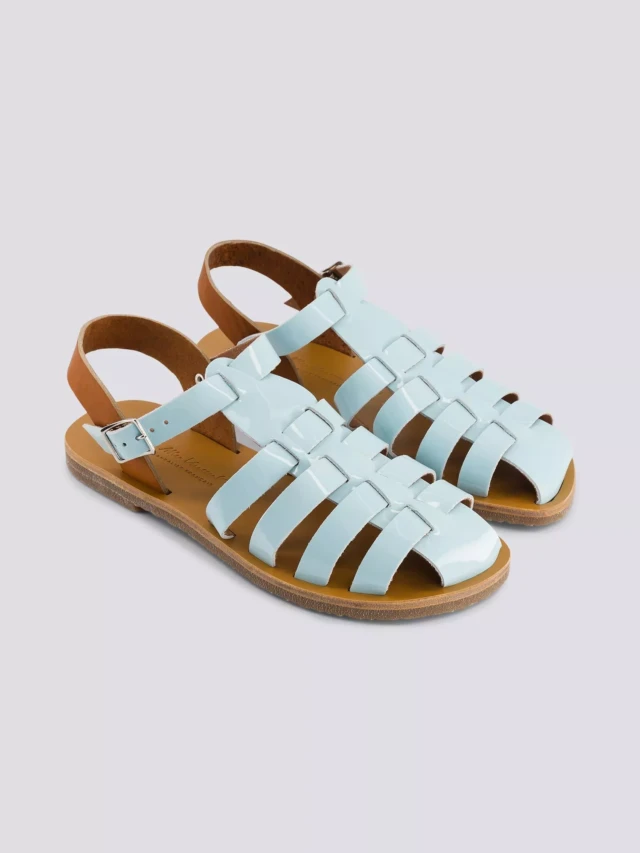 MAX VINCENT - SANDALES FERMEES ACIDULE cuir tannage vegetal bleu pastel Femme