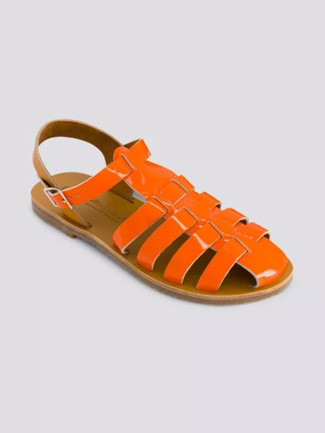 Max Vincent - Sandales fermees acidule cuir tannage vegetal orange femme