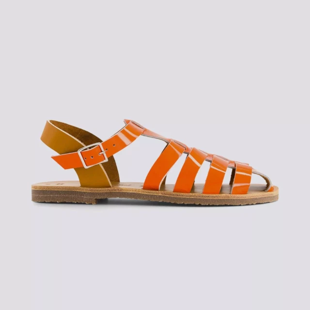MAX VINCENT - SANDALES FERMEES ACIDULE cuir tannage vegetal orange Femme