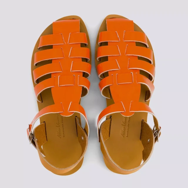 MAX VINCENT - SANDALES FERMEES ACIDULE cuir tannage vegetal orange Femme