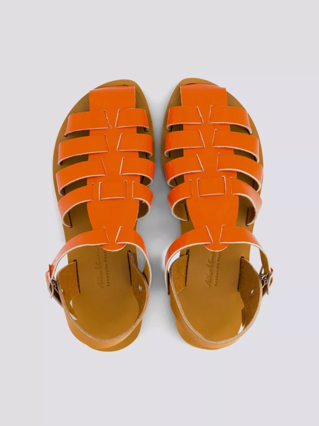 MAX VINCENT - SANDALES FERMEES ACIDULE cuir tannage vegetal orange Femme