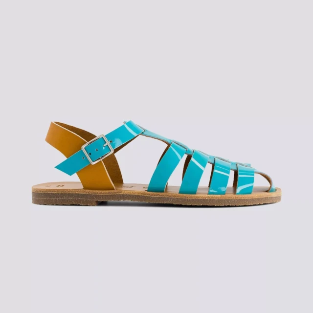 MAX VINCENT - SANDALES FERMEES ACIDULE cuir tannage vegetal turquoise Femme