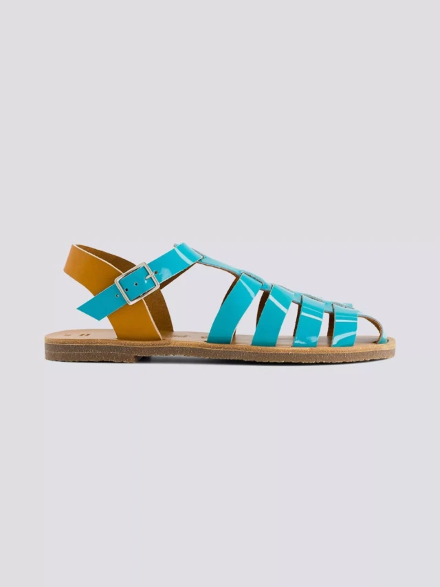 MAX VINCENT - SANDALES FERMEES ACIDULE cuir tannage vegetal turquoise Femme