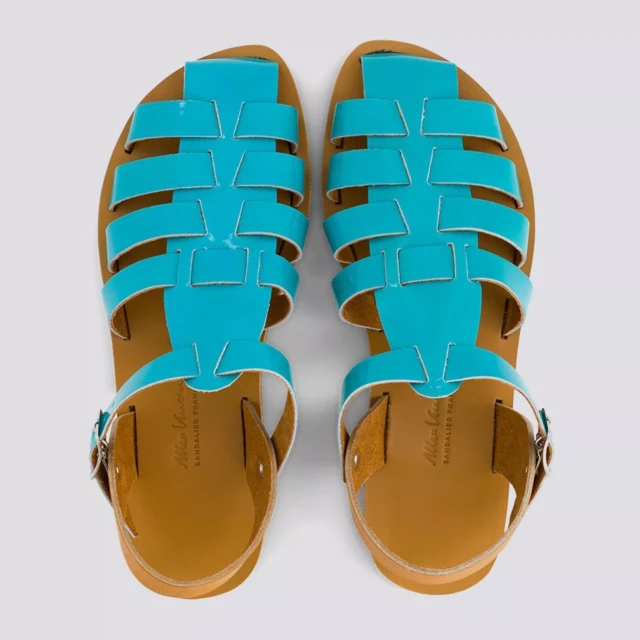 MAX VINCENT - SANDALES FERMEES ACIDULE cuir tannage vegetal turquoise Femme