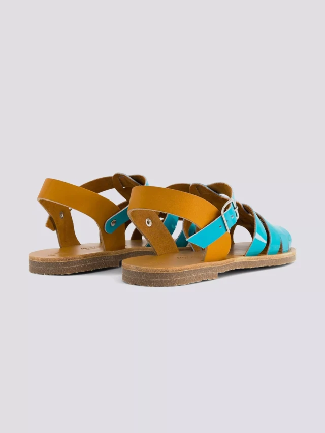 MAX VINCENT - SANDALES FERMEES ACIDULE cuir tannage vegetal turquoise Femme