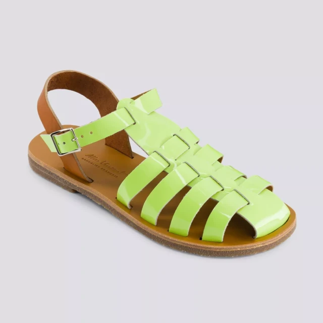 MAX VINCENT - SANDALES FERMEES ACIDULE cuir tannage vegetal vert pastel Femme