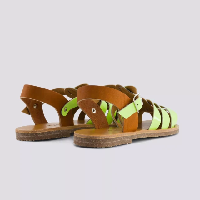 MAX VINCENT - SANDALES FERMEES ACIDULE cuir tannage vegetal vert pastel Femme