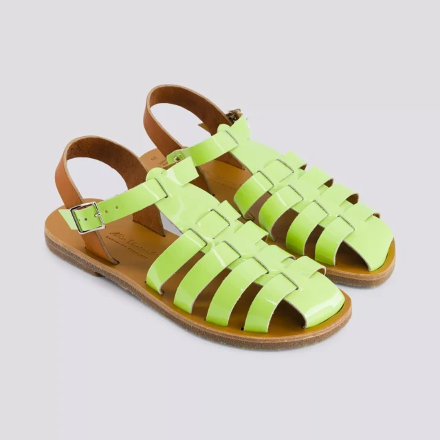 MAX VINCENT - SANDALES FERMEES ACIDULE cuir tannage vegetal vert pastel Femme