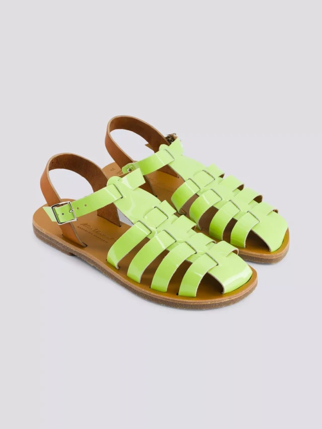 MAX VINCENT - SANDALES FERMEES ACIDULE cuir tannage vegetal vert pastel Femme