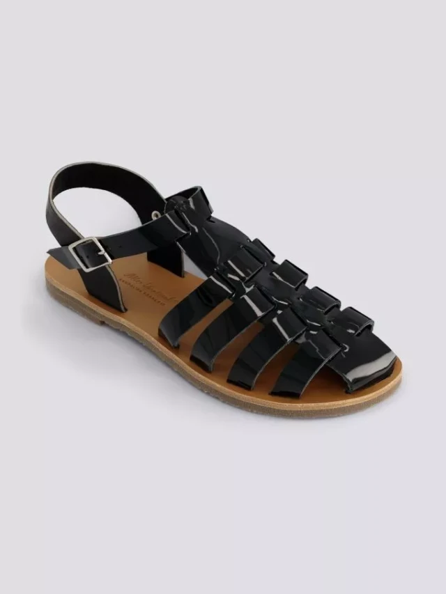 Max Vincent - Sandales fermees acidule cuir tannage vegetal noir femme