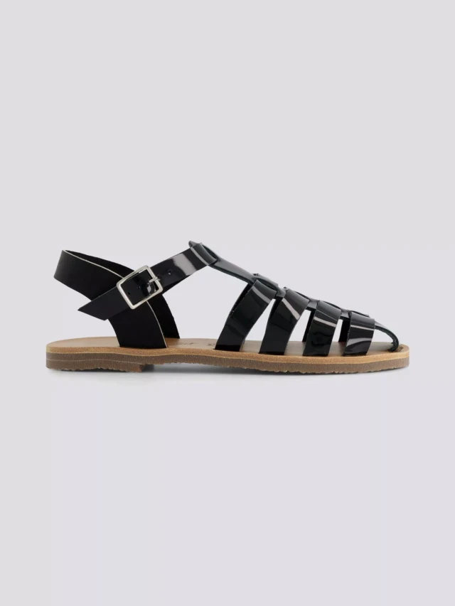 MAX VINCENT - SANDALES FERMEES ACIDULE cuir tannage vegetal noir Femme
