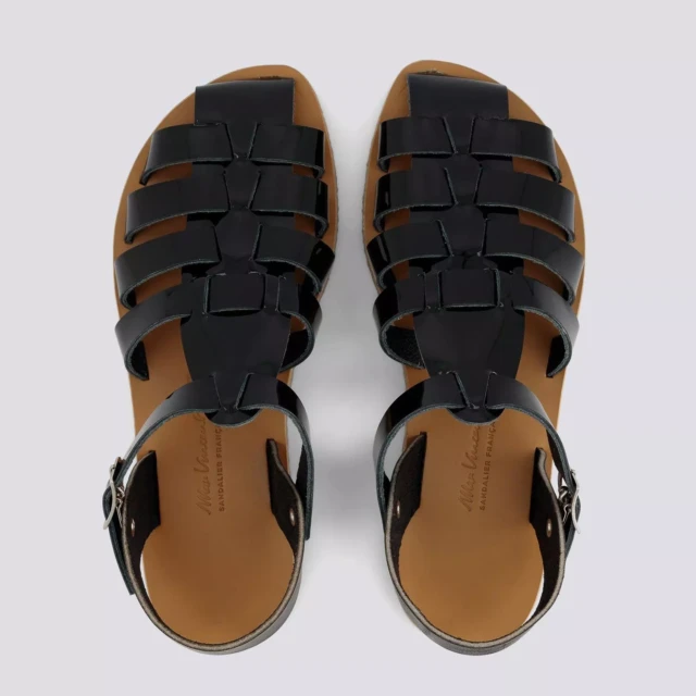 MAX VINCENT - SANDALES FERMEES ACIDULE cuir tannage vegetal noir Femme