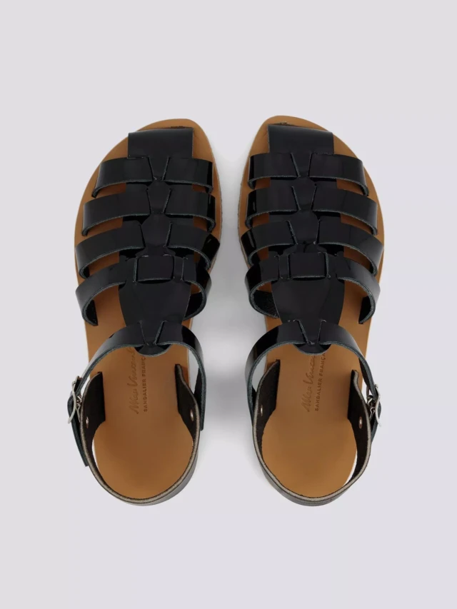MAX VINCENT - SANDALES FERMEES ACIDULE cuir tannage vegetal noir Femme