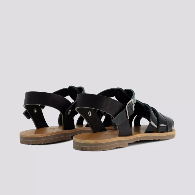 MAX VINCENT - SANDALES FERMEES ACIDULE cuir tannage vegetal noir Femme