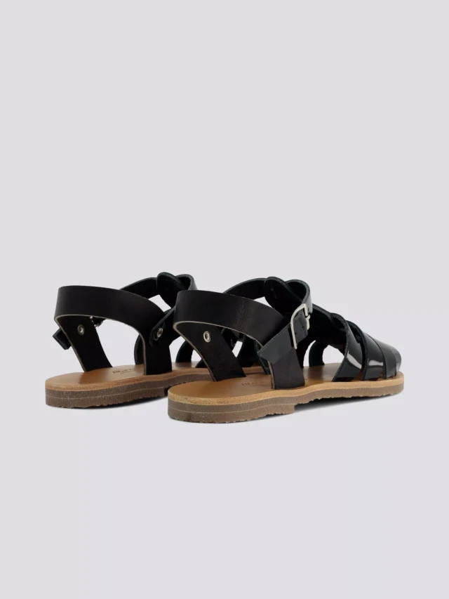MAX VINCENT - SANDALES FERMEES ACIDULE cuir tannage vegetal noir Femme