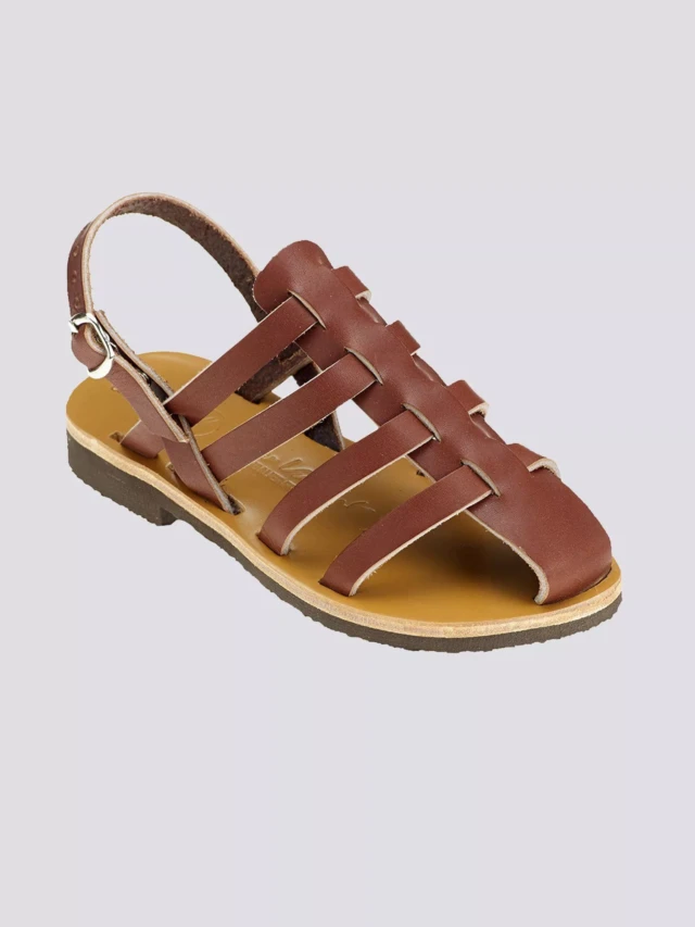 MAX VINCENT - SANDALE MARRON ENFANT ALBAN cuir tannage vegetal