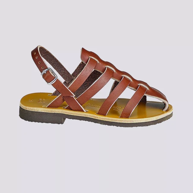 MAX VINCENT - SANDALE MARRON ENFANT ALBAN cuir tannage vegetal