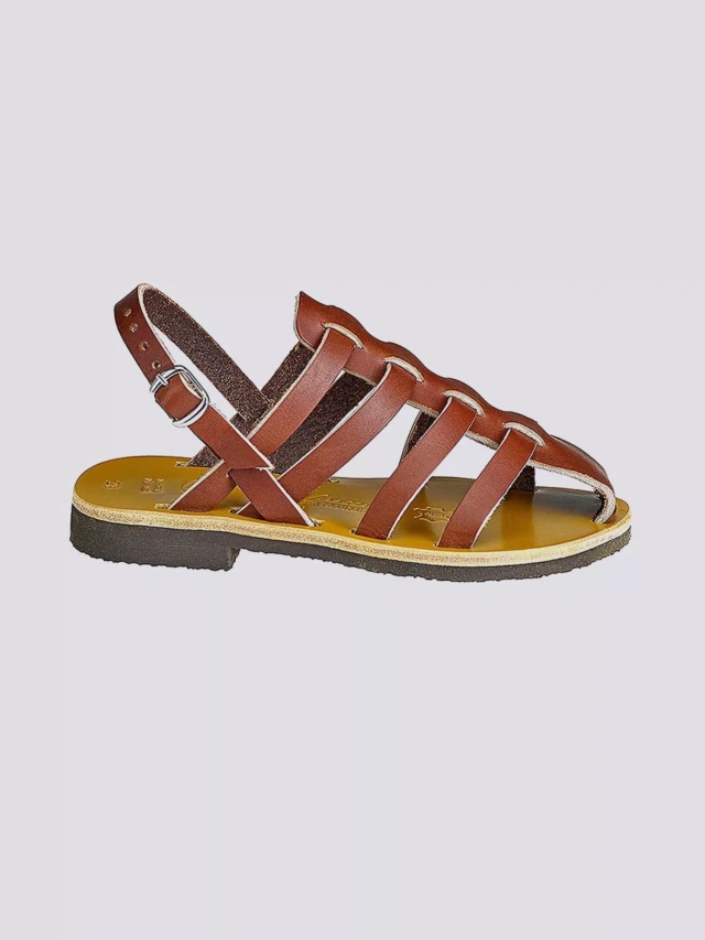 MAX VINCENT - SANDALE MARRON ENFANT ALBAN cuir tannage vegetal