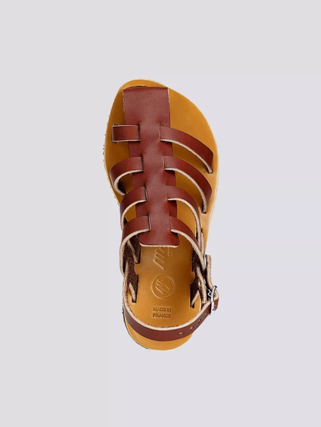 MAX VINCENT - SANDALE MARRON ENFANT ALBAN cuir tannage vegetal