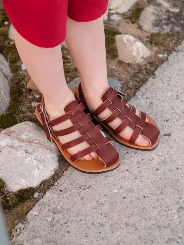 Max Vincent - Sandale marron enfant alban cuir tannage vegetal