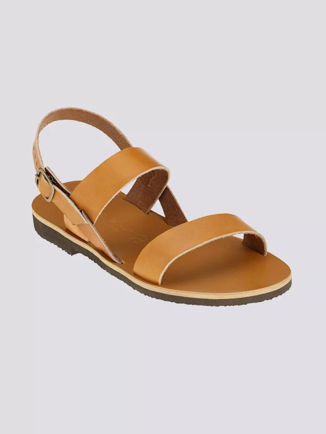 MAX VINCENT - SANDALES DOUBLE BRIDE ALEX cuir tannage vegetal naturel Homme