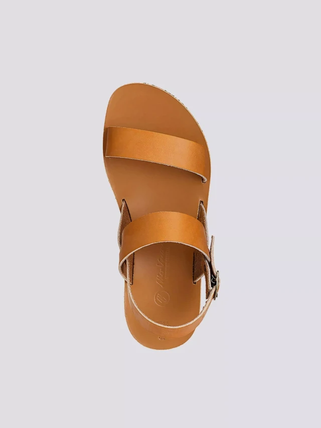 MAX VINCENT - SANDALES DOUBLE BRIDE ALEX cuir tannage vegetal naturel Homme