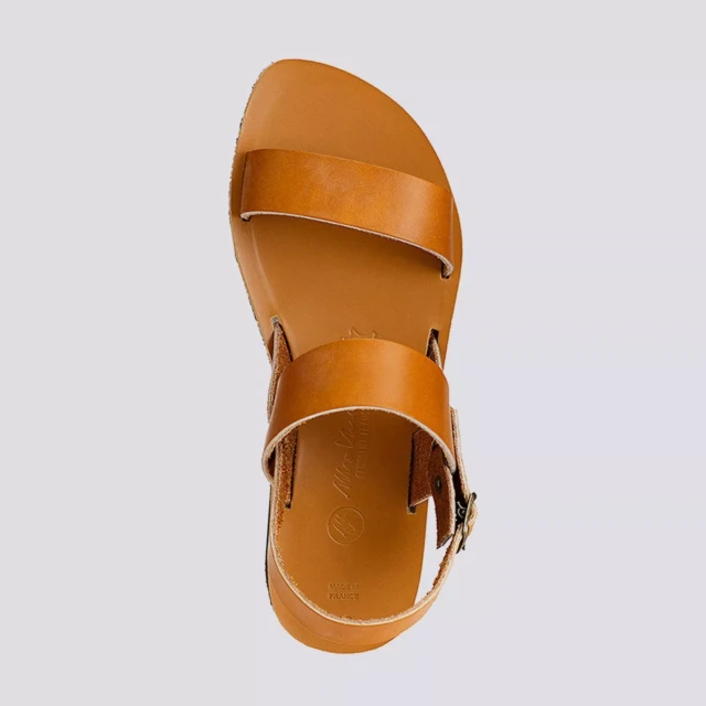 MAX VINCENT - SANDALES DOUBLE BRIDE ALEXIA cuir tannage vegetal naturel Femme