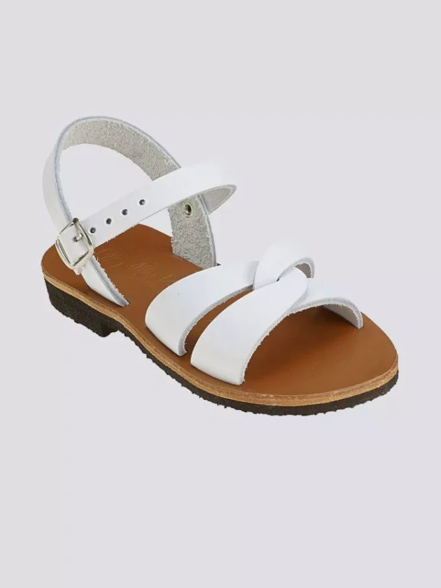Max Vincent - Sandales brides croisees anna cuir blanc enfant