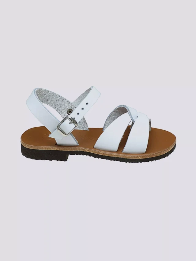 MAX VINCENT - SANDALES BRIDES CROISEES ANNA cuir blanc Enfant