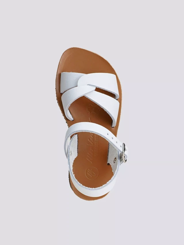 MAX VINCENT - SANDALES BRIDES CROISEES ANNA cuir blanc Enfant