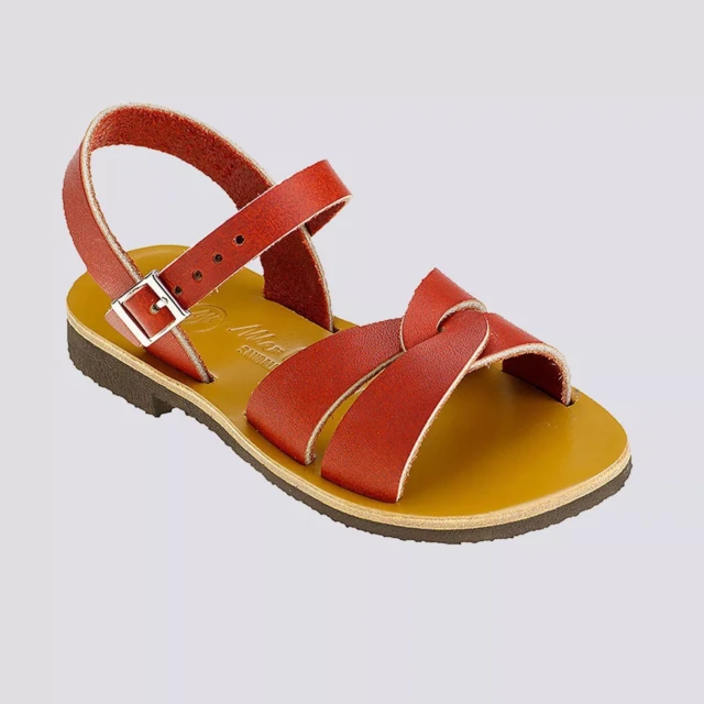 MAX VINCENT - SANDALE ROUGE ENFANT ANNA cuir tannage vegetal
