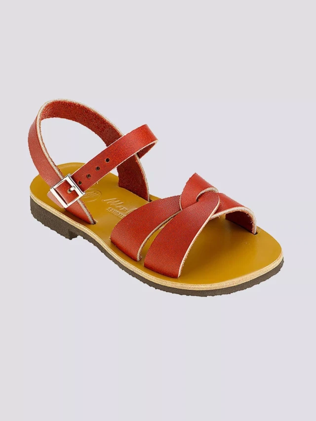 MAX VINCENT - SANDALE ROUGE ENFANT ANNA cuir tannage vegetal