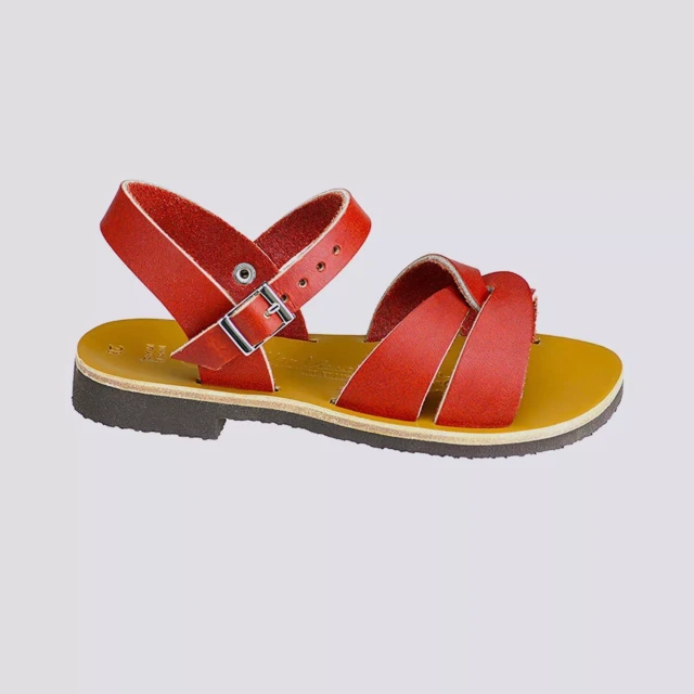 MAX VINCENT - SANDALE ROUGE ENFANT ANNA cuir tannage vegetal