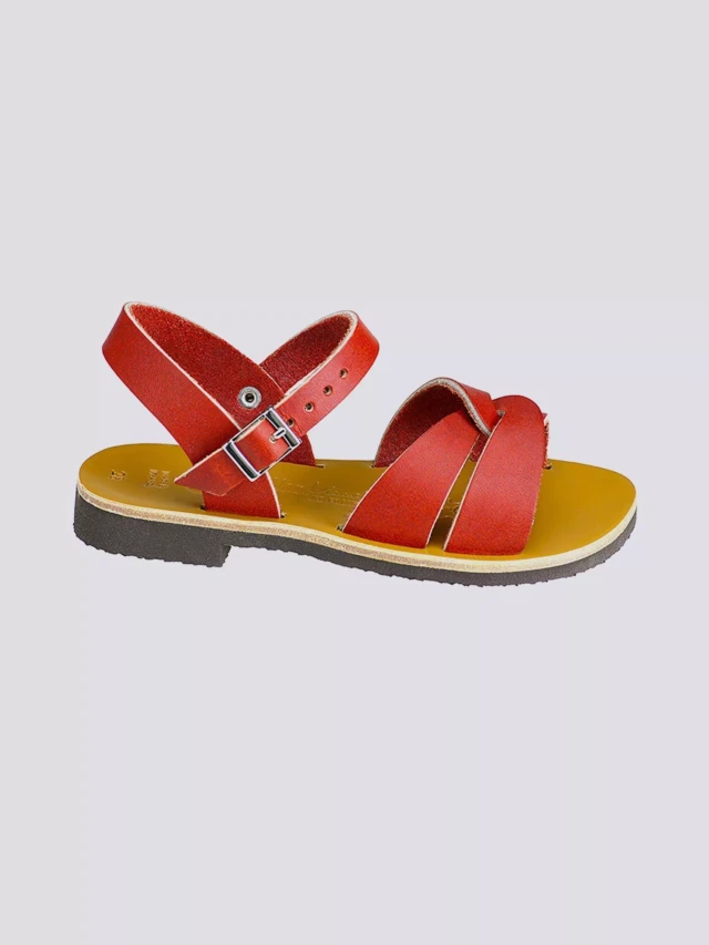 MAX VINCENT - SANDALE ROUGE ENFANT ANNA cuir tannage vegetal