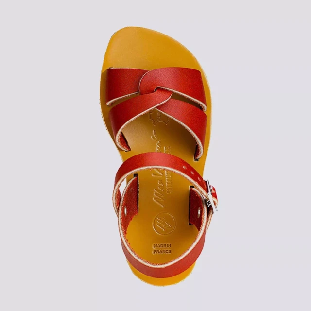 MAX VINCENT - SANDALE ROUGE ENFANT ANNA cuir tannage vegetal