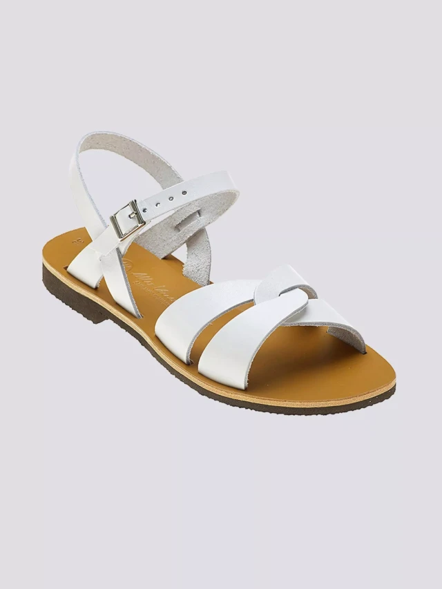 MAX VINCENT - SANDALES BRIDES CROISEES ATHENA cuir blanc Femme