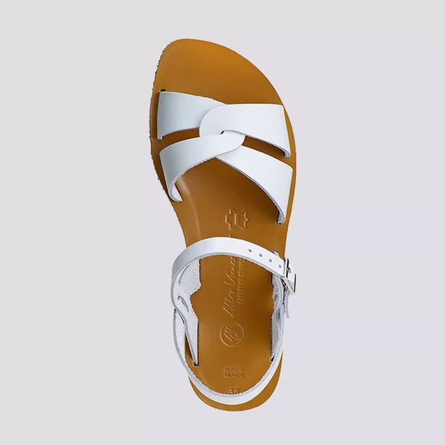 MAX VINCENT - SANDALES BRIDES CROISEES ATHENA cuir blanc Femme
