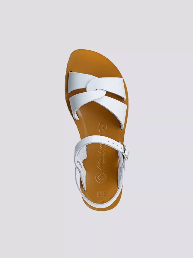 MAX VINCENT - SANDALES BRIDES CROISEES ATHENA cuir blanc Femme